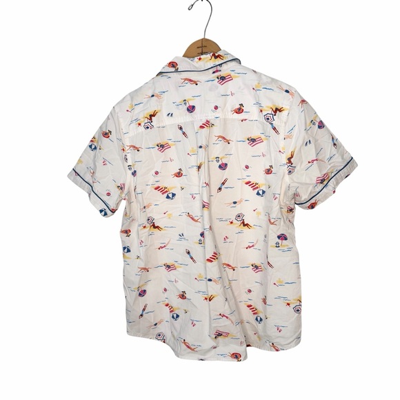 Lands End Beach Print Short Sleeve Button Down Pajama Set Size Medium 10-12 - Picture 3 of 10